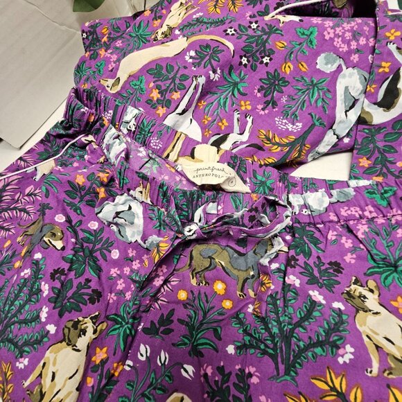 W Tag Anthropologie Print Fresh Purple Violet Dogs Poddle PJ Pajama Set Womens S - Picture 12 of 16